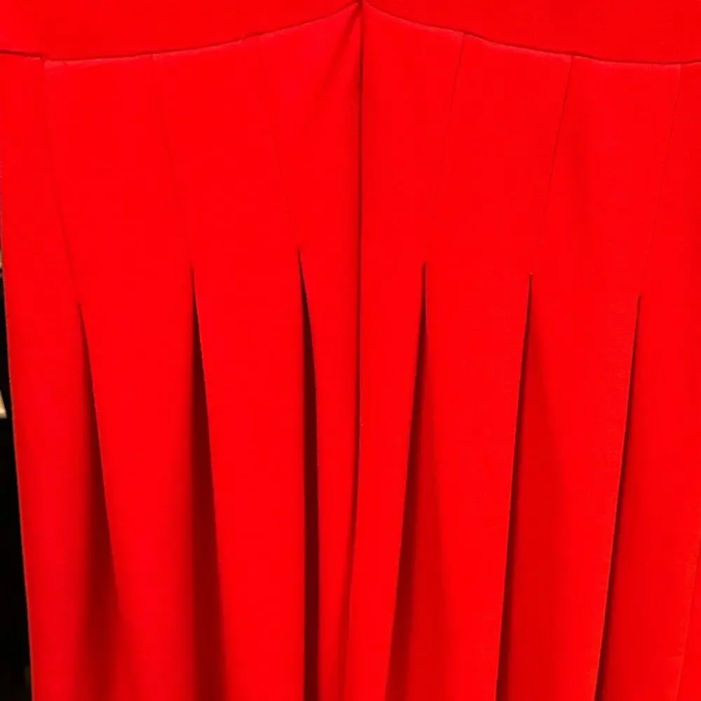 J. Crew Elegant Pleated Long Sleeve Red Knit Mini Dress Size 8 like new